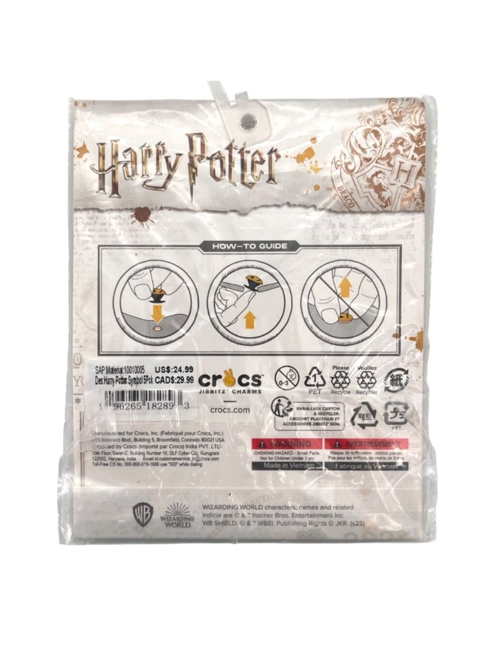 Harry Potter Crocs Jibbitz Charms 5-Pack Featuring Iconic Magical Symbols Wizard - Picture 2 of 15